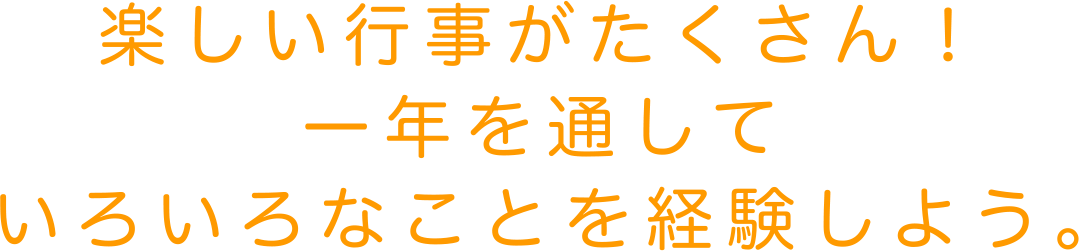 楽しい行事がたくさん！一年を通していろいろなことを経験しよう。
